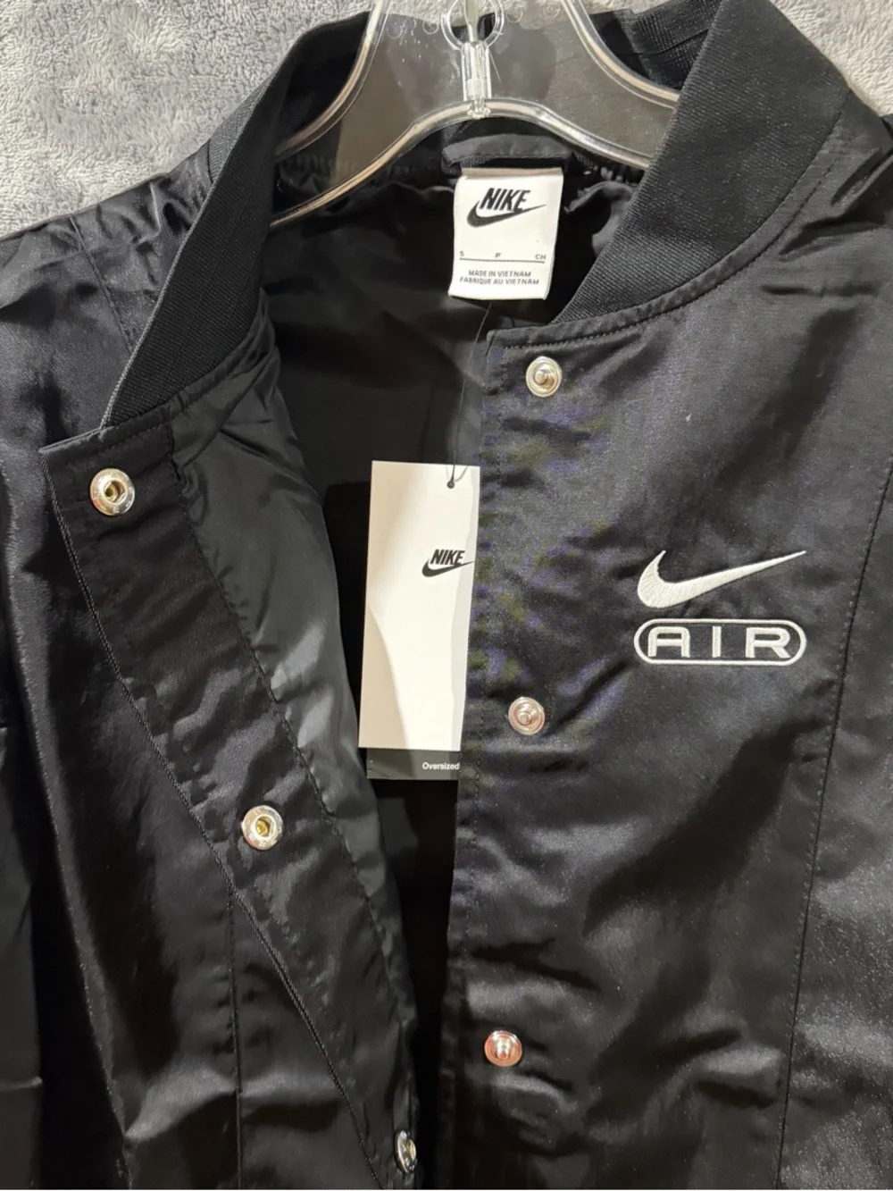 Nike Air Black Oversized Woven Bomber Jacket [FN1908-010] Women's Sz Small $135 - Picture 9 of 11